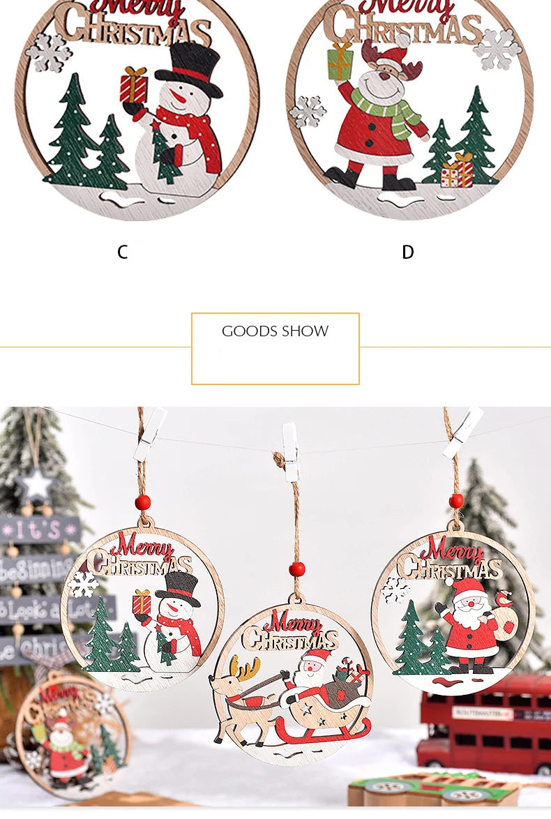 Charming Wooden Santa & Reindeer Ornaments for Christmas - Image 6