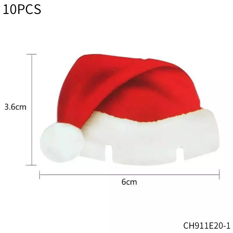 10PCS Festive Wine Glass Hats for Christmas - Image 15