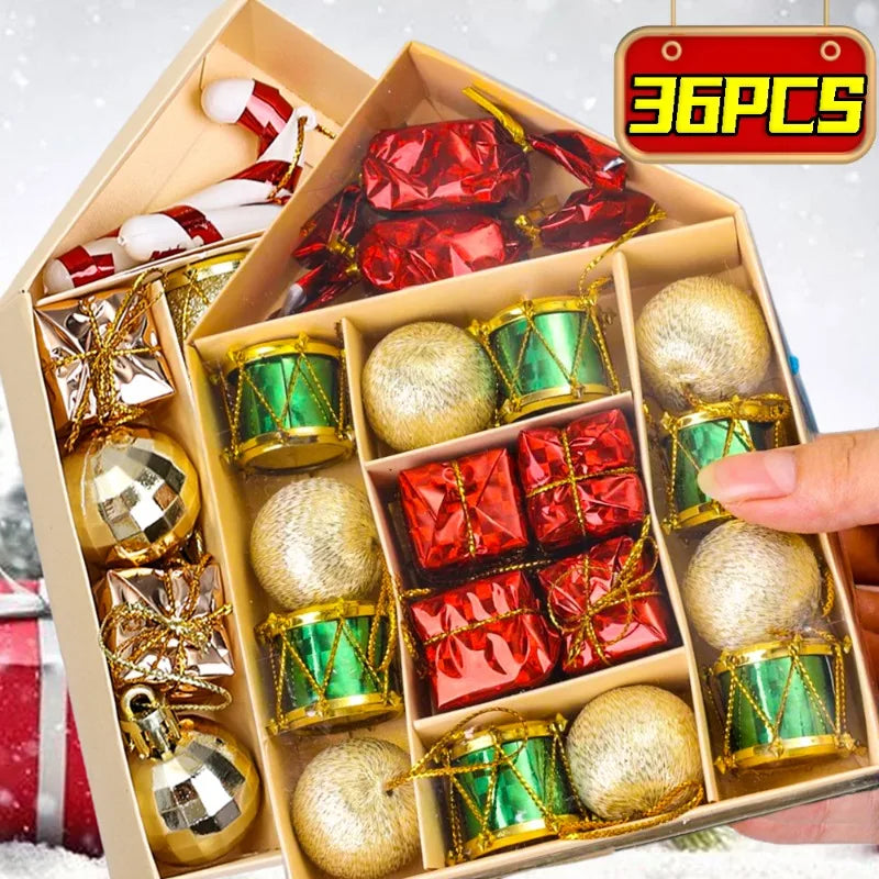18/36PC Glittery Christmas Ball Ornament Set