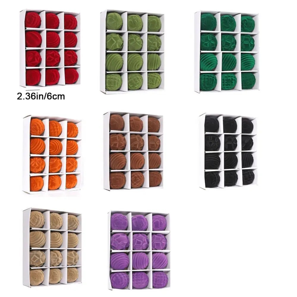 12pc Colorful Flocked Christmas Tree Ornaments - Image 11