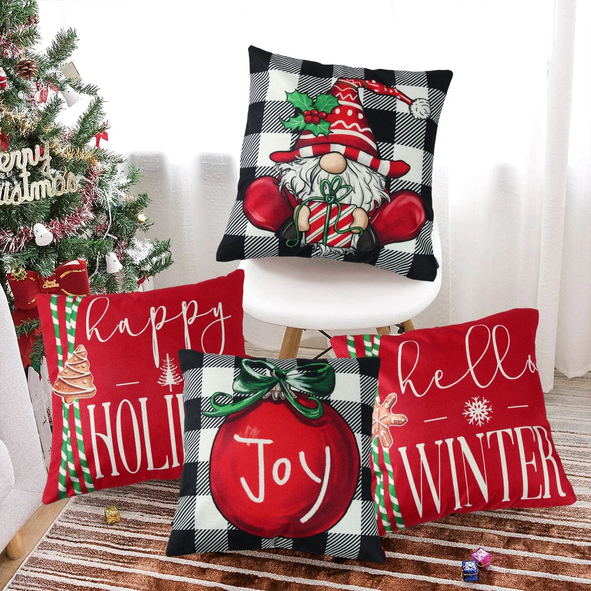 Festive Santa Claus & Snowman Pillowcase Decor - Image 33