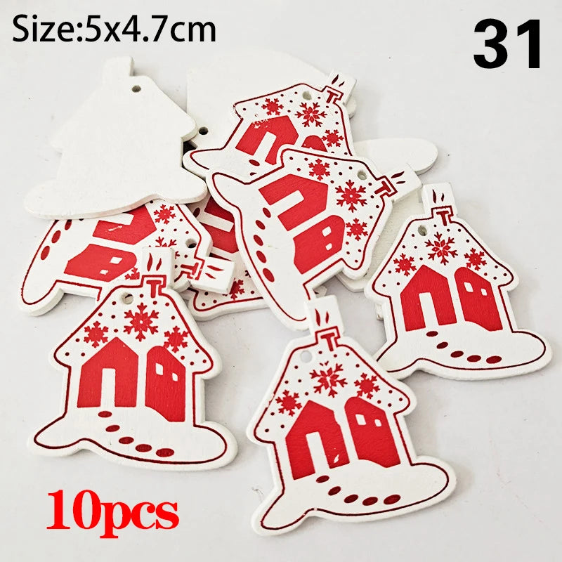 Charming Wooden Snowflake Christmas Ornaments – 10pcs - Image 9