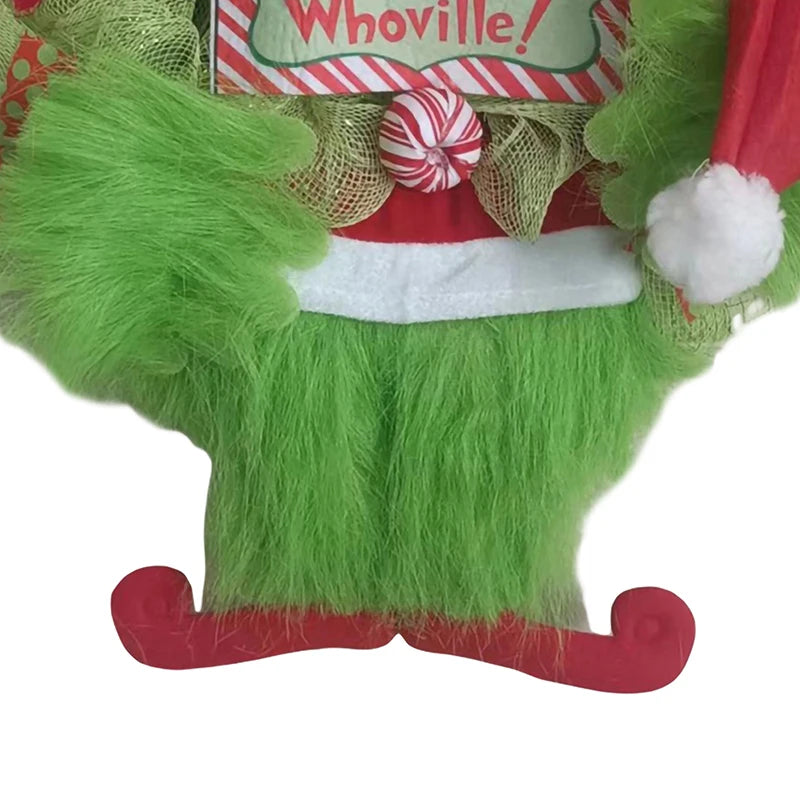 Whimsical Green Monster Wreath Ornament for Christmas - Image 6