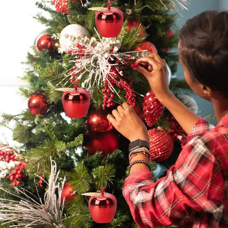 12 Red Apple Christmas Tree Ornaments Set - Image 11