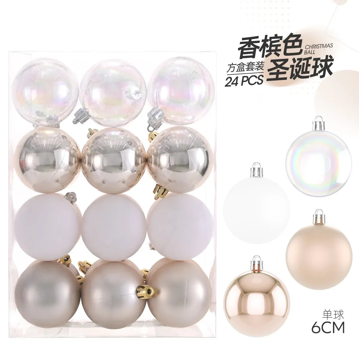 24-Piece Transparent Christmas Ball Ornaments Set - Image 15
