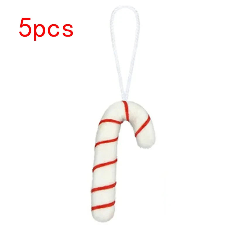 5pcs Christmas Felt Santa Canes Decorations for Home - Image 2