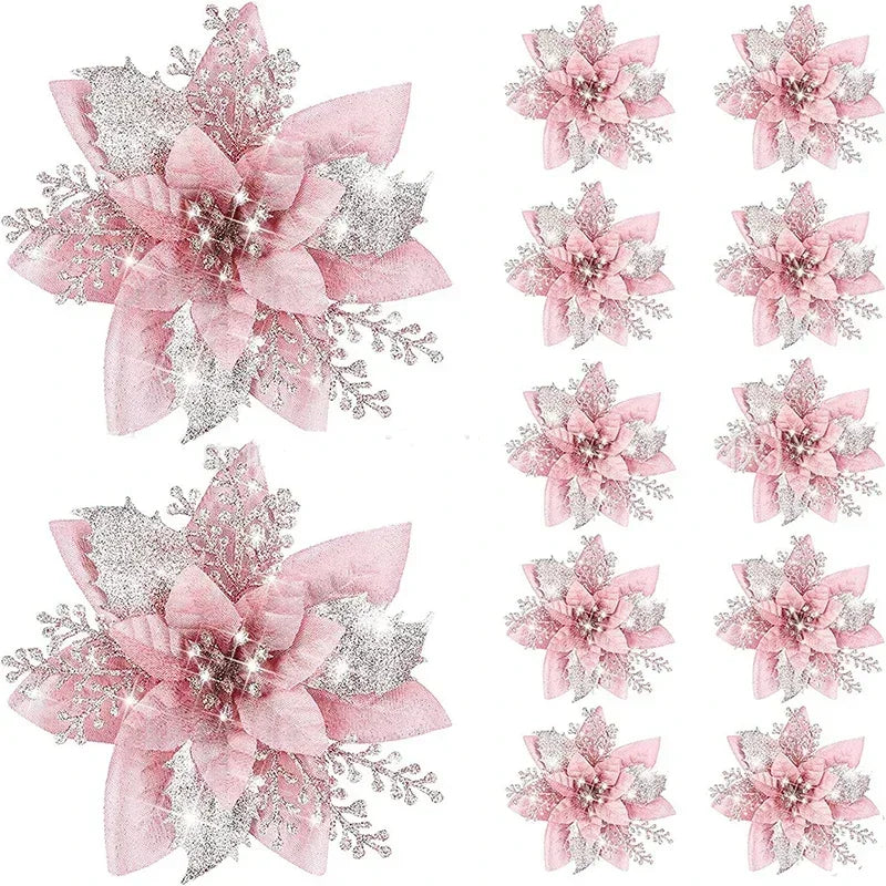 Sparkling 5-Piece Christmas Flower Decoration Set