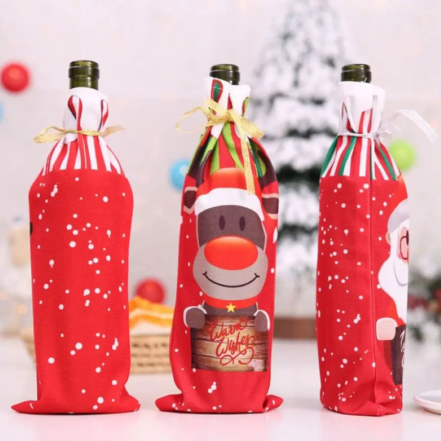 Festive 3PCS Christmas Bottle Decorations: Snowman, Elk, Santa - Image 5