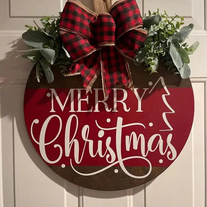 Charming Merry Christmas Wooden Door Hanging Sign