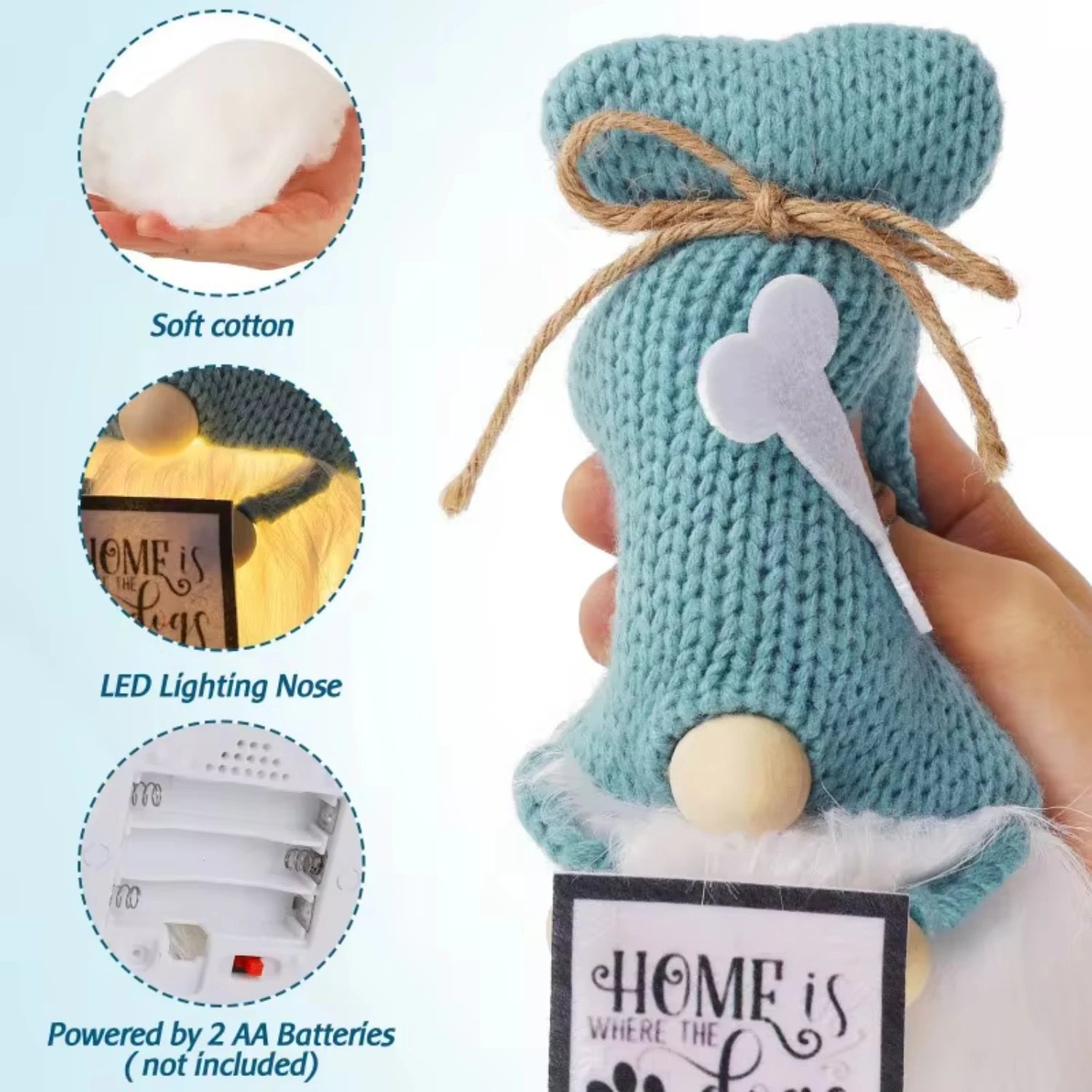 Festive Luminous Gnome Plush Ornament for Christmas - Image 4