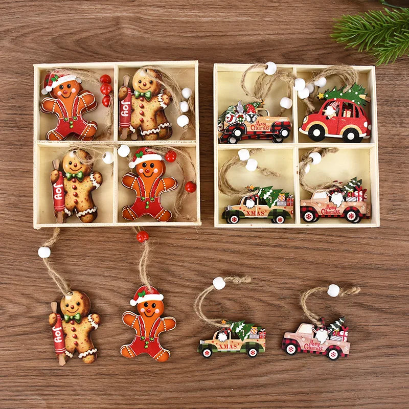 12pcs Christmas Wooden Ornaments: Santa & Gnomes - Image 10