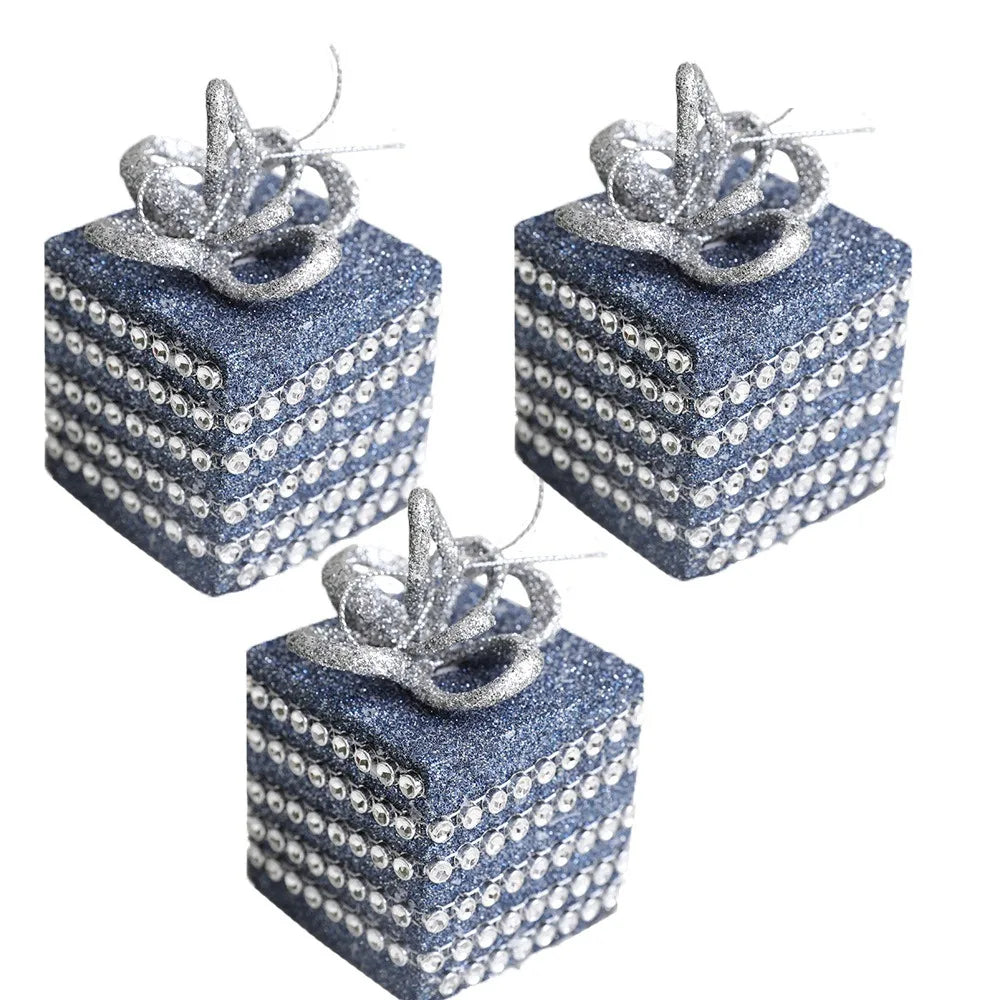Shatterproof Blue Sequin Christmas Ornaments - 8cm - Image 2