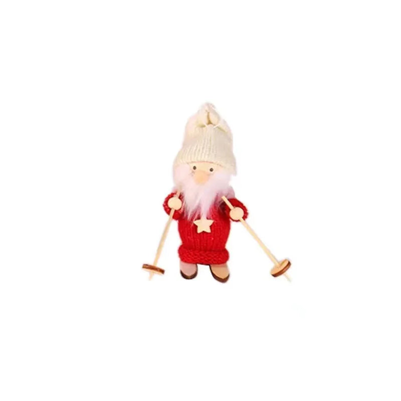Charming Wooden Ski Dolls for Christmas Tree Decor - Image 2