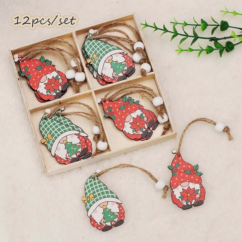 Charming Colorful Gnome Wooden Ornaments for Christmas - Image 13