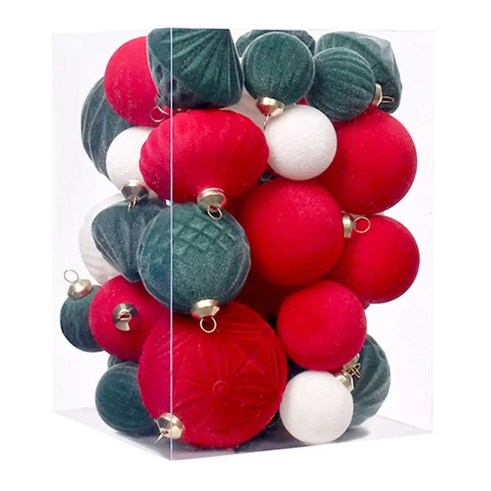 35PCS Shatterproof Velvet Christmas Ball Ornaments - Image 7
