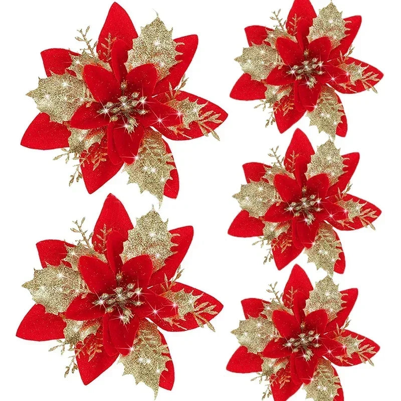 Sparkling 5-Piece Christmas Flower Decoration Set - Image 6