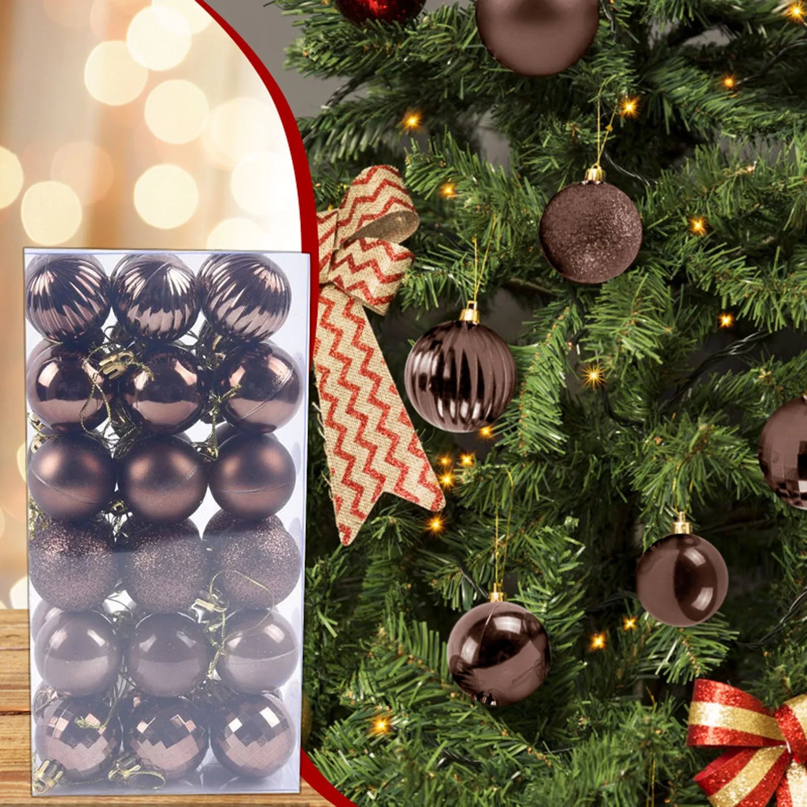 36Pcs Shatterproof Christmas Tree Ornaments & Garland - Image 14