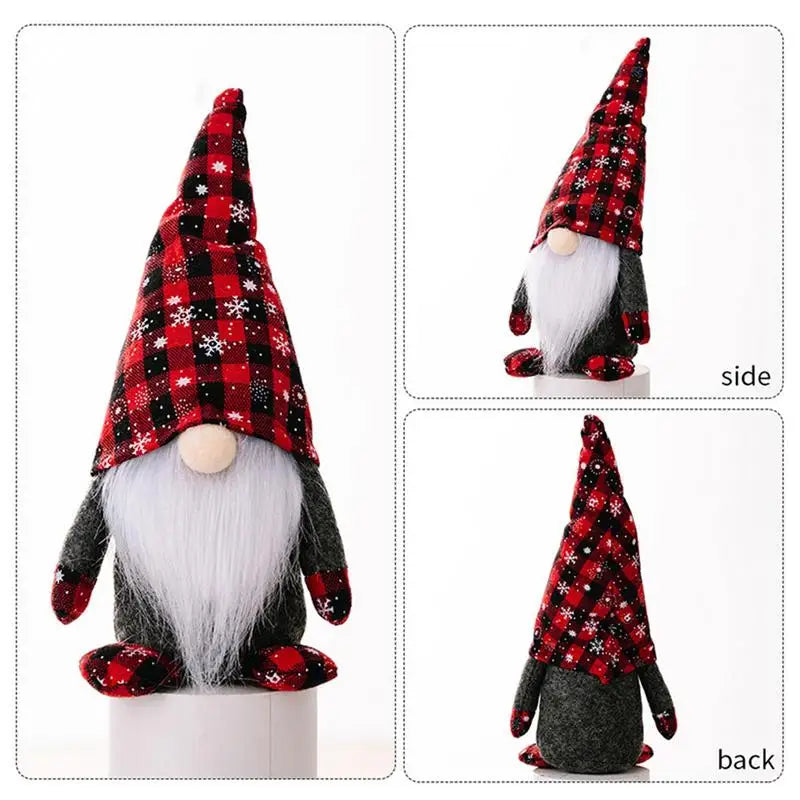 Festive Swedish Tomte Gnomes with Buffalo Plaid - Image 2