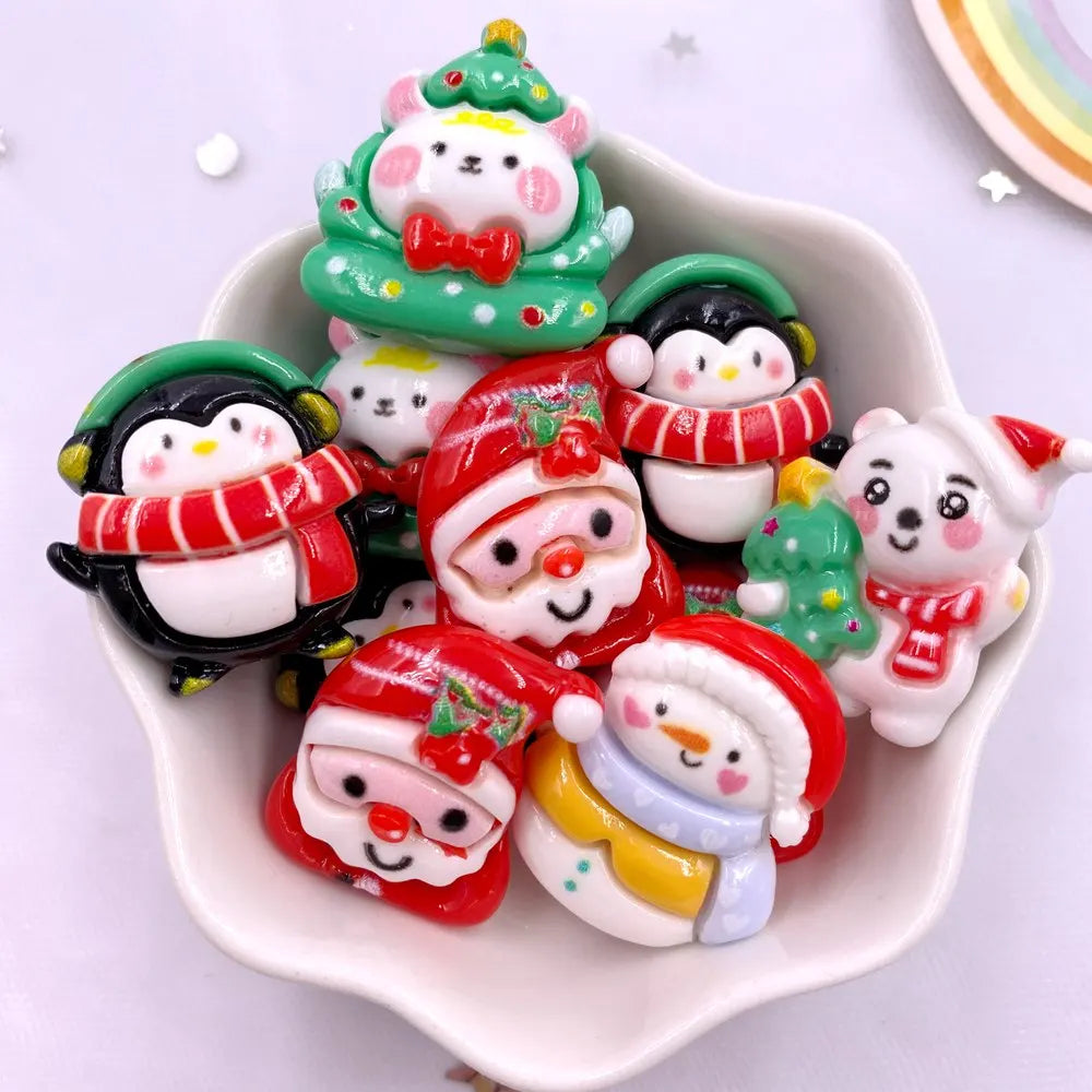 Colorful Kawaii Christmas Tree Animal Figurines - 10PCS