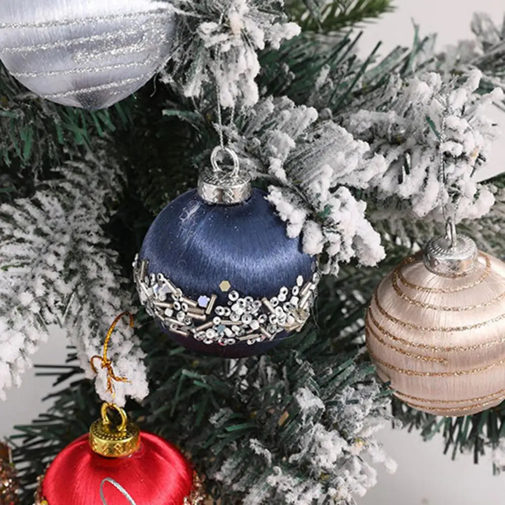 Velvet Shatterproof Christmas Ball Ornaments – 6 Pcs