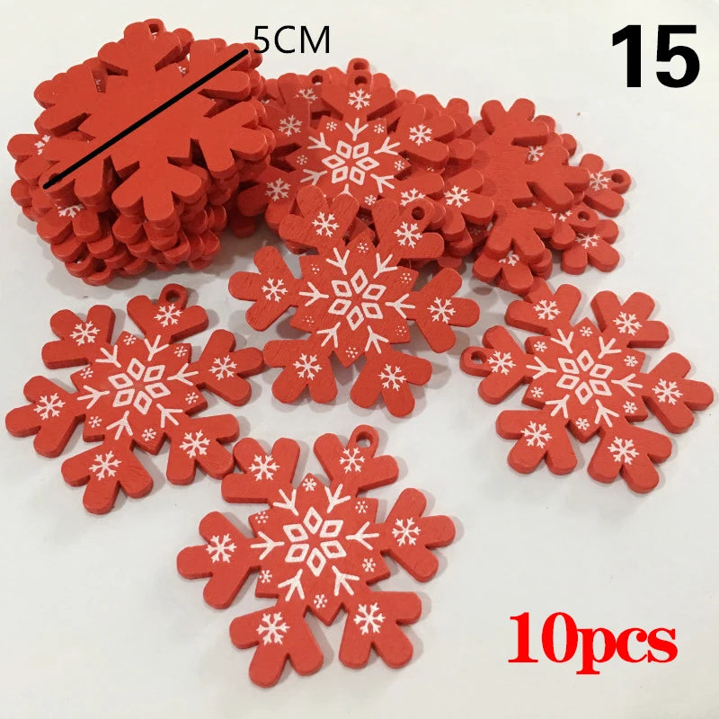 Charming Wooden Snowflake Christmas Ornaments – 10pcs - Image 27