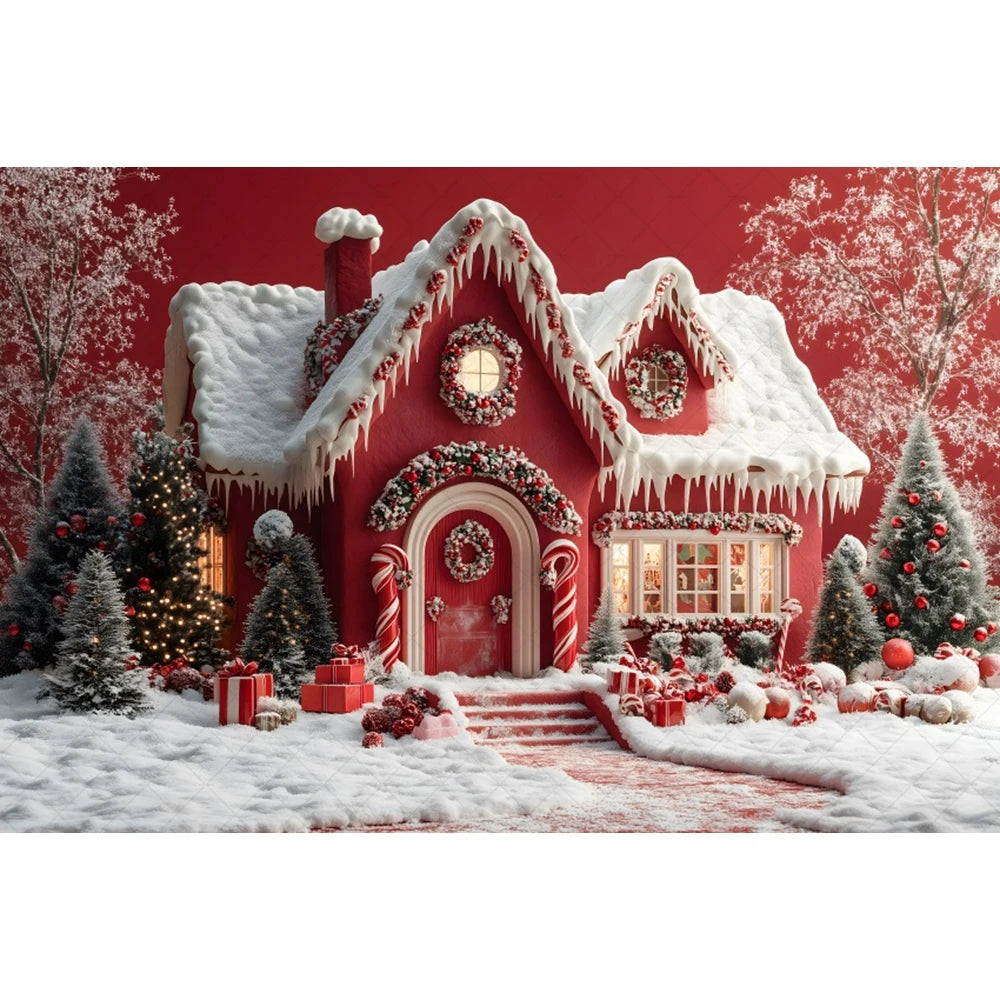 Festive Gingerbread House Christmas Backdrop for Kids - Image 9