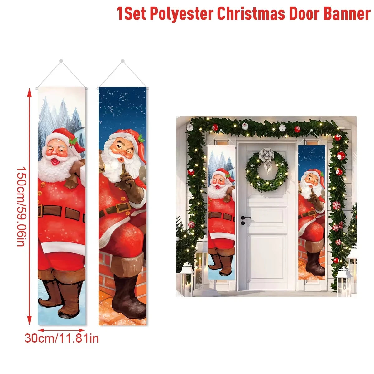 Festive Santa Claus Christmas Door Banner Decor - Image 18