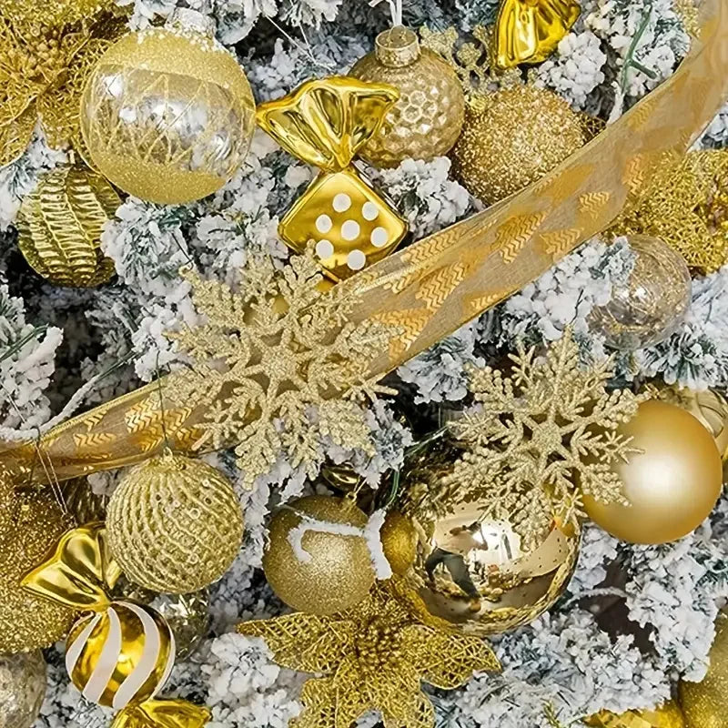 20pcs Glittering Gold Snowflake Ornaments for Tree - Image 10
