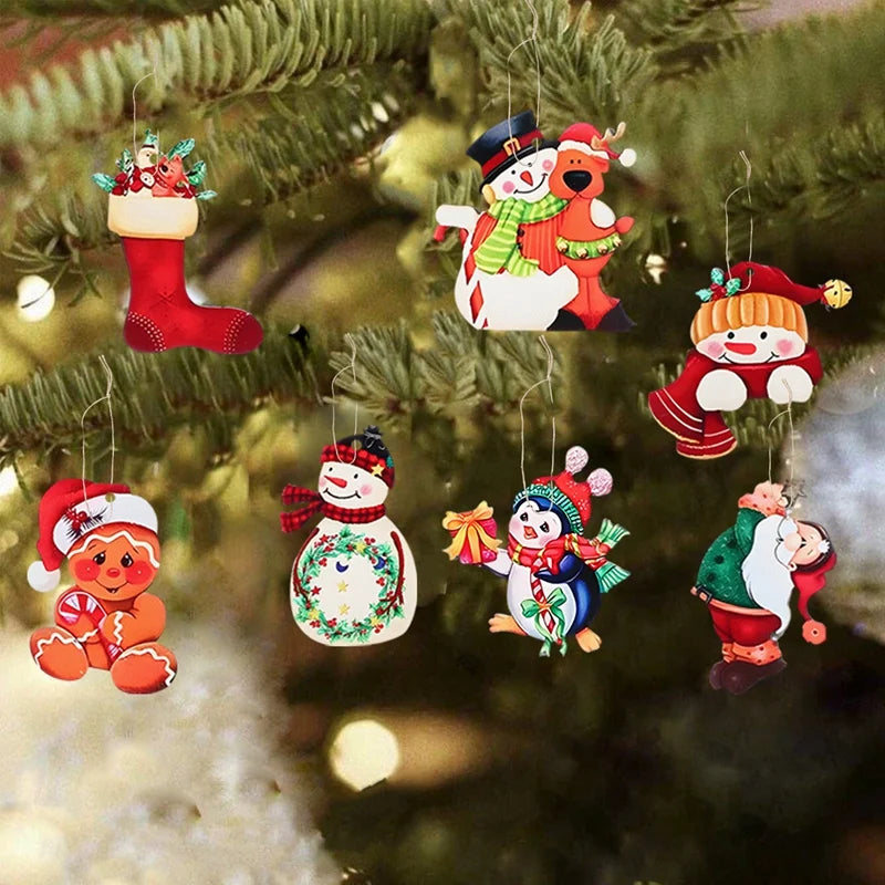 Charming Christmas Gnome Snowman Wooden Decor Pendant - Image 5