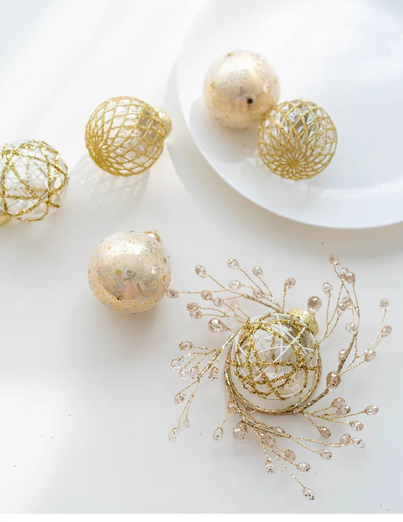 Chic Champagne Red Christmas Ball Ornaments - 6pcs - Image 5