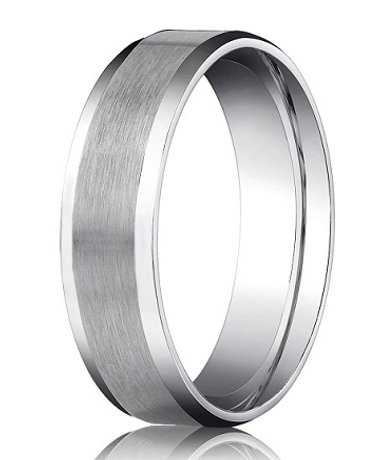 Mens Comfort Fit Wedding Band with Brush Finish in 14K White Gold (6.5 –  Ann-Louise Jewellers