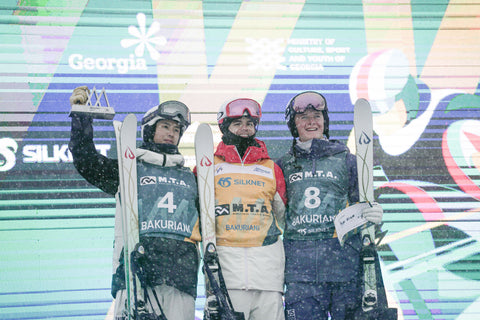 Photo of Ikuma Horishima, Mikaël Kingsbury, and Nick Page - FIS Freestyle Dual Moguls World Cup - Bakuriani, Georgia 2023