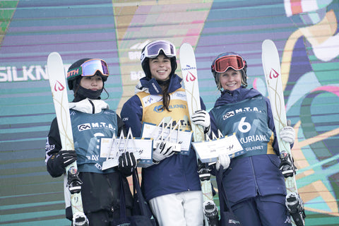 Photo of Rino Yanagimoto, Jakara Anthony, and Hannah Soar - FIS Freestyle Moguls World Cup - Bakuriani, Georgia 2023