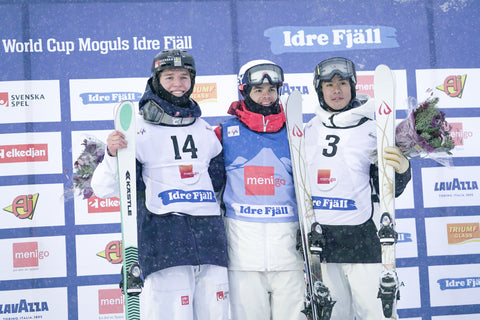 Photo of Mikaël Kingsbury and Ikuma Horishima - FIS Freestyle Dual Moguls Podium - Idre Fjäll, Sweden 2023