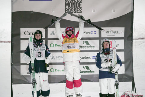 Podium photo of Mikaël Kingsbury and Matt Graham - Val St. Come, Canada 2024 - FIS Freestyle Dual Moguls World Cup