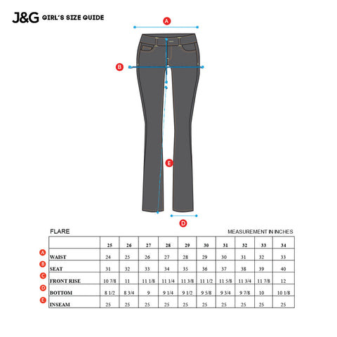 J&G Teens (Girls) Sizing Charts – Jag Jeans