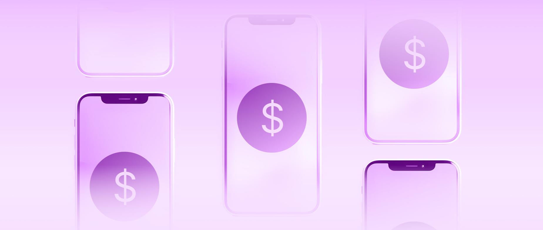 [Illustration af generiske smartphones med dollartegn]