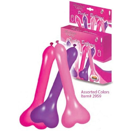Pecker Balloons Assorted Colors 6 Pc Box