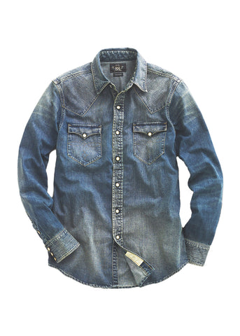 RRL DENIM WESTERN SHIRT