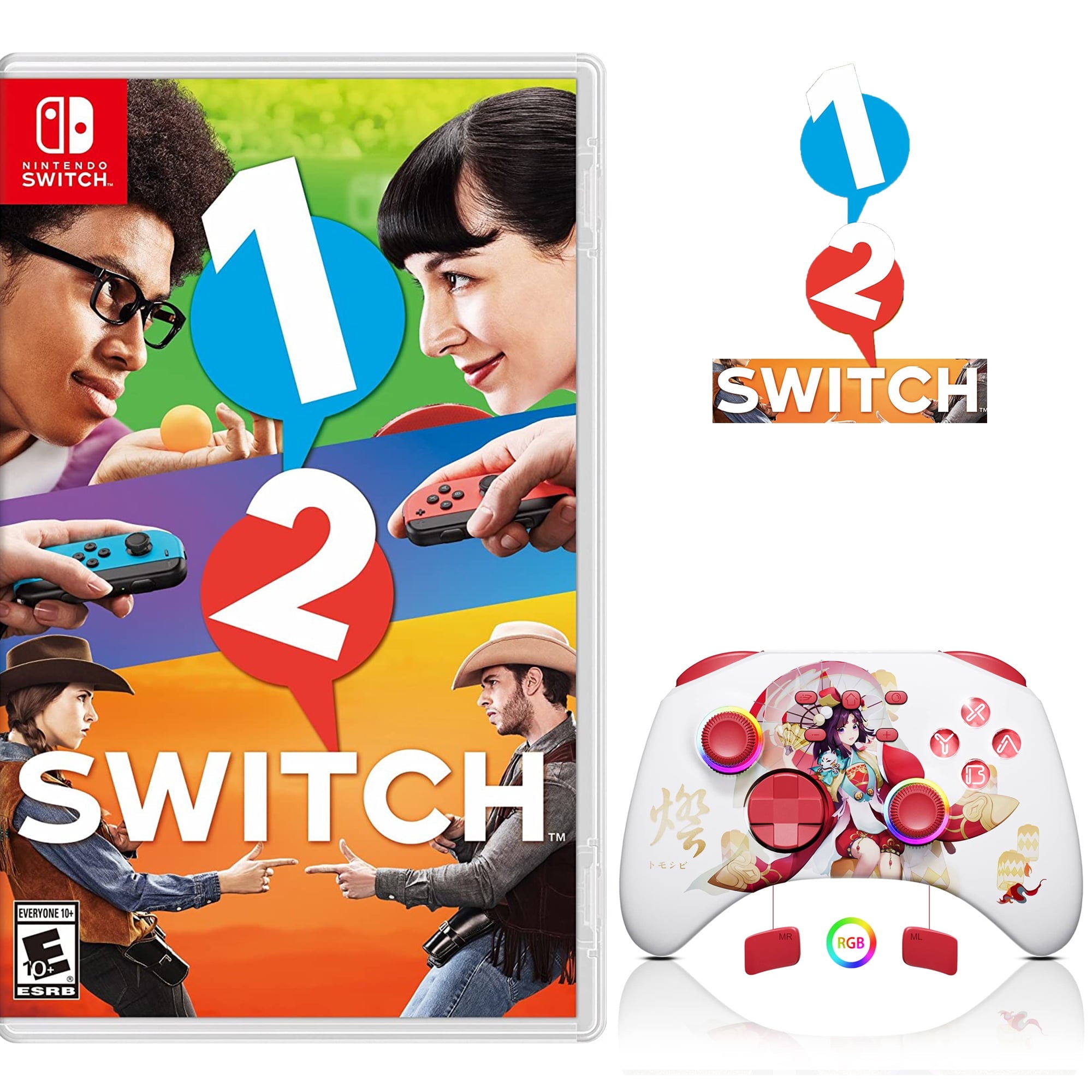 1-2 Switch and Upgraded Switch Pro Controller for Nintendo Switch/OLED/Lite, Wireless Switch Remote for PC/IOS/Android/Steam Red