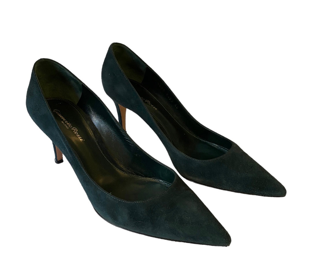 image of GIANVITO ROSSI Green Suede Leather Pumps Size 40