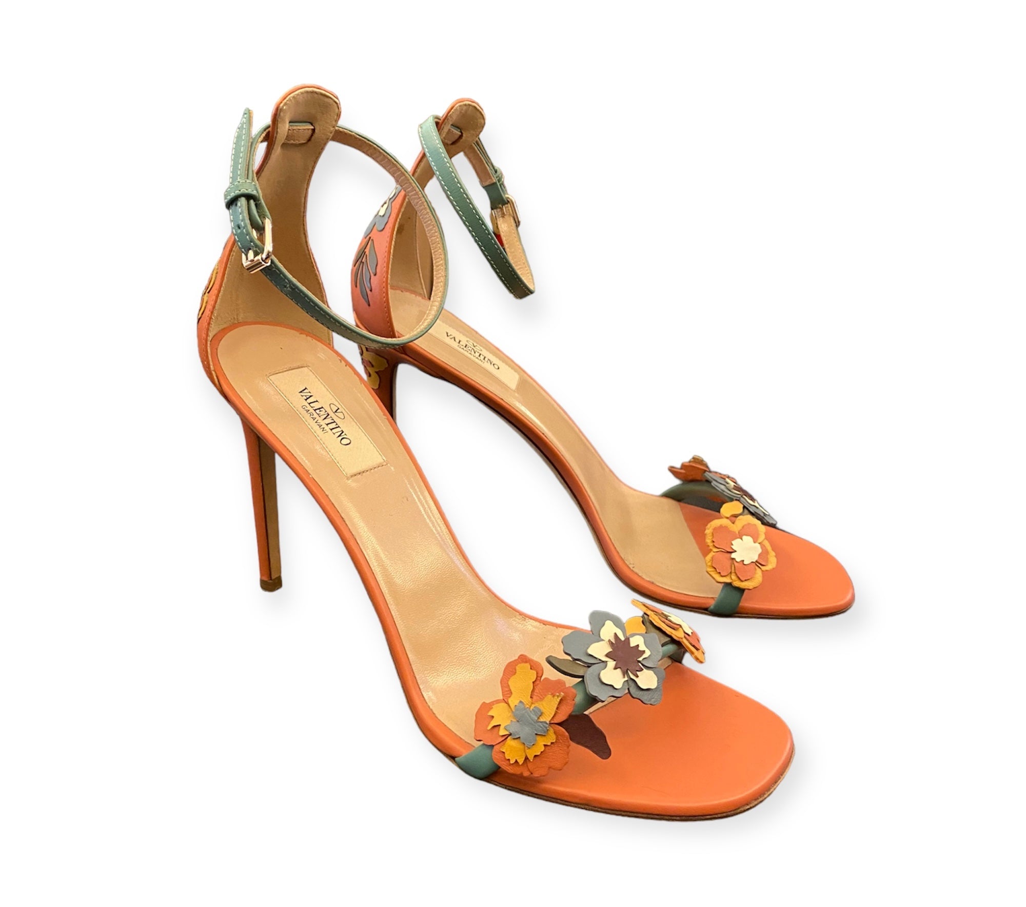 image of VALENTINO GARAVANI Floral Leather Sandals Size 39,5