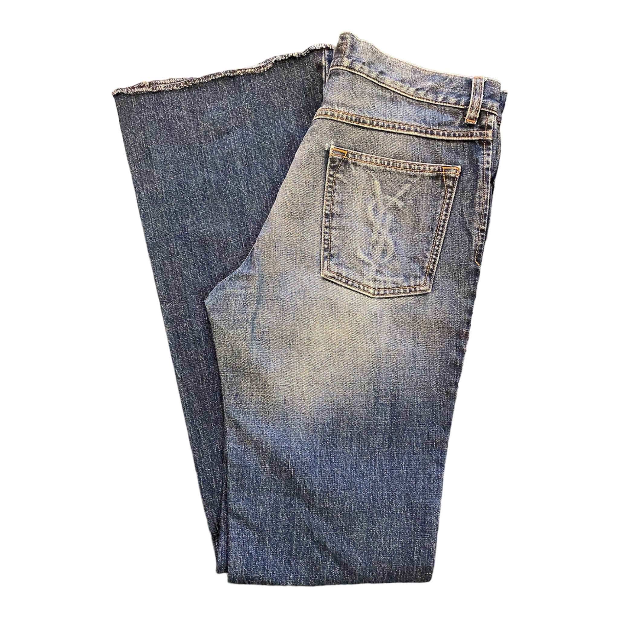 image of YVES SAINT LAURENT YSL Logo Blue Denim Jeans Size 40/42