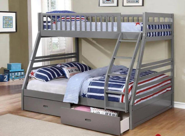 Fraser twin over double bunk bed with storage