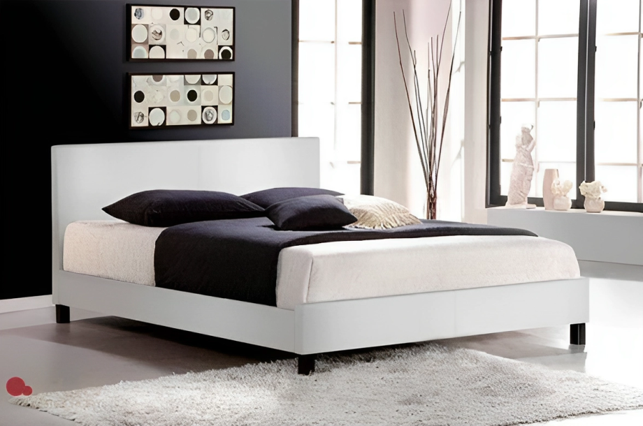 Mirabel White Faux Leather Platform Bed