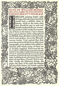 Note by William Morris on his aims in founding the Kelmscott Press