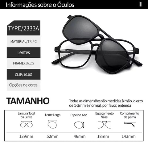 Óculos Polarizado - 6 Lentes + Estojo Grátis