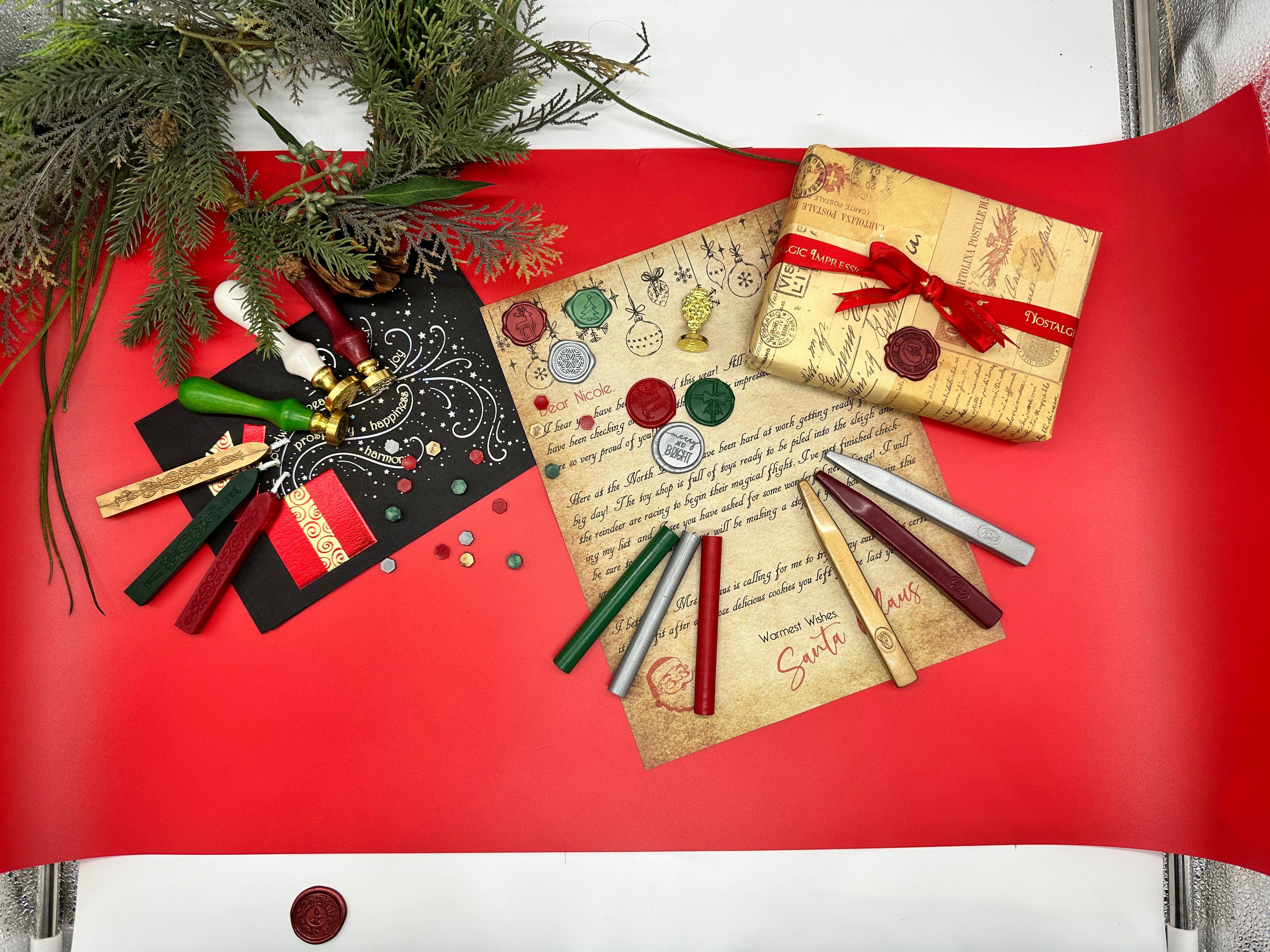 Merry Christmas Script Wax Seal Stamp with Black Wood Handle