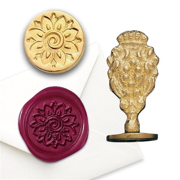 Rose Flower Brass Seal Stamp with Wood Handle – ArteOfTheBooke