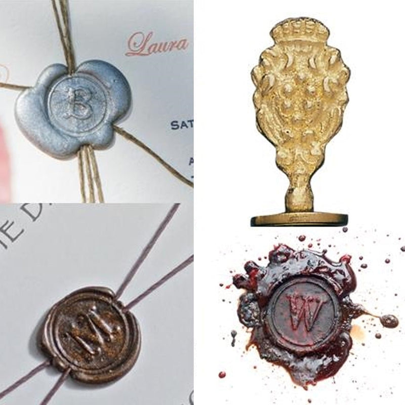 Traditional Interchangeable Sealing Wax Seal Set in Solid Br
